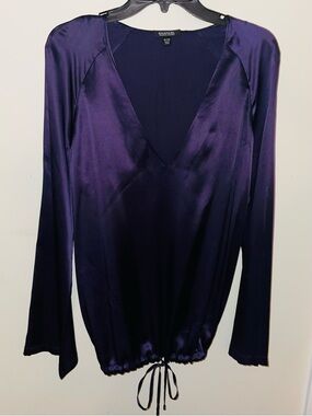 Emanuel Ungaro Satin Long-Sleeve Blouse